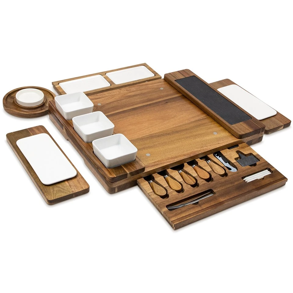 Wooden Slate Cheese Board With Cutlery Set